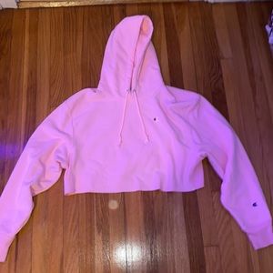 Pink Chanpion cropped sweatshirt